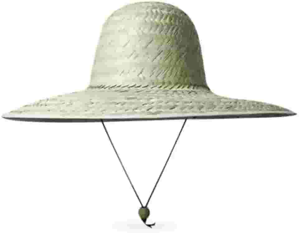 Chapéu de Palha com Proteção Solar, Aba Larga, Cordão Ajustável, Natural