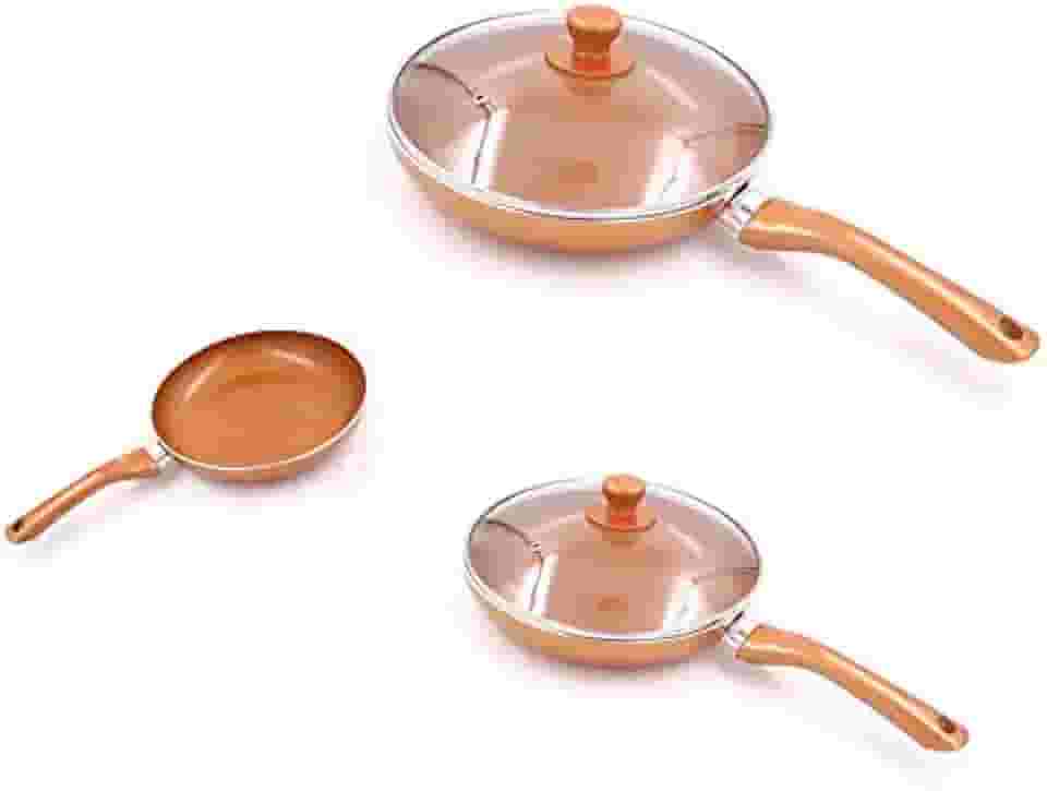 Panela Frigideira Antiaderente Cerâmica E Titânio Kit com 3 Cozinha