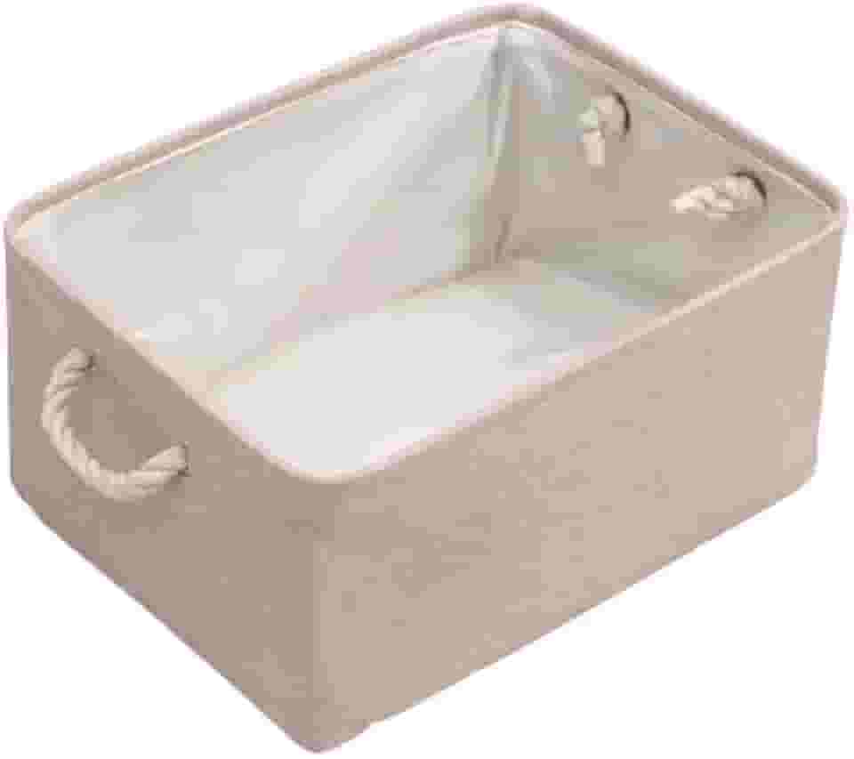 01 Caixa Cesto Organizador De Tecido Linho Dobrável 30x20x13cm Alça Algodão Trançado (Rosa)