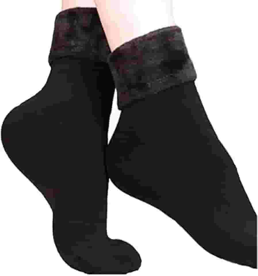 Kit 5 Meias Térmica Grossa Flanelada Fleece Inverno Frio Intenso Unissex (Preta)