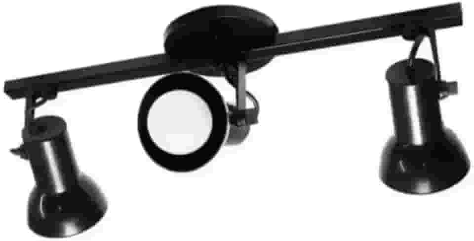 Luminária Spot Trilho Triplo 3 Sobrepor Direcionável E-27 Para Lâmpadas Led Bulbo(PRETO)