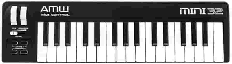 AMW Mini 32, Controlador MIDI com 32 Teclas, Controle de Oitavas, Transpose, Mod Wheel e Pitch Bend