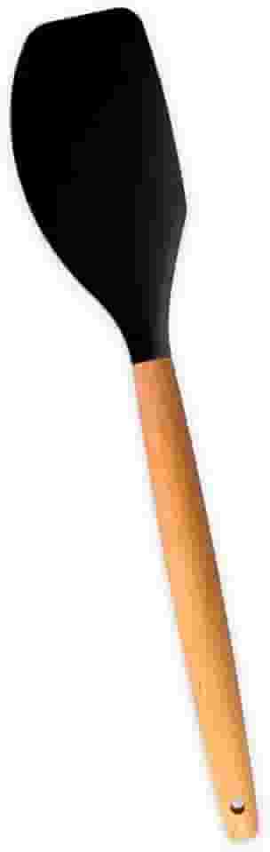 Oikos - Espátula de Silicone com Cabo de Madeira Reta Preta