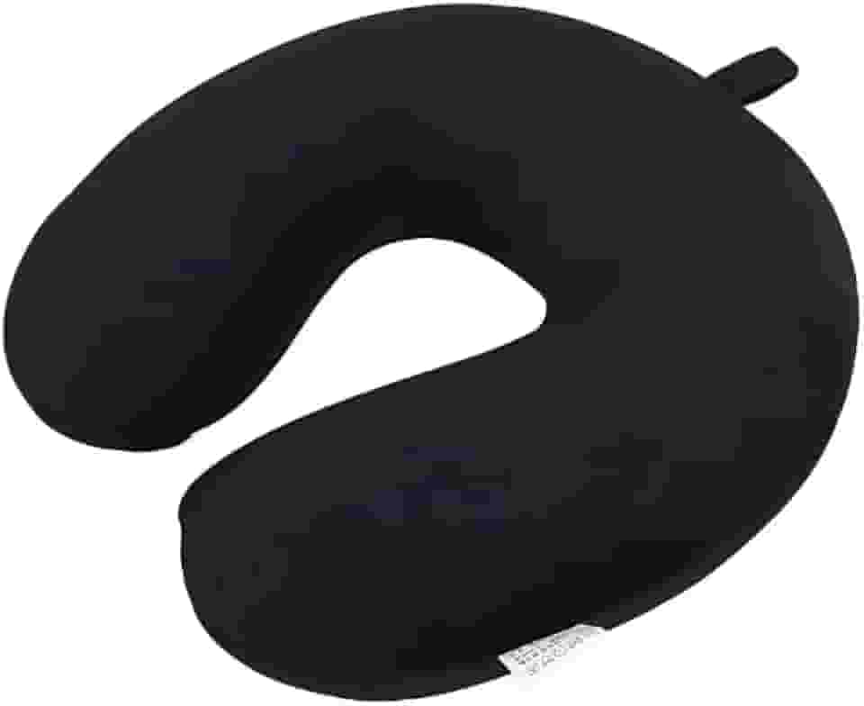 Travesseiro Almofada Para Viagem Pescoço Peluciada Premium com Enchimento de Fibra de Silicone Super Macia e Confortável (Preto)