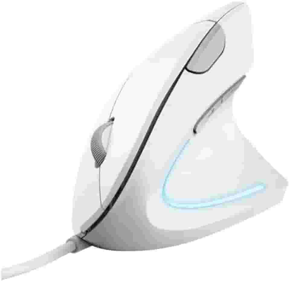 Mouse Gamer Ergonômico Inland Sounds USB – Óptico com LED e Design Vertical (Branco)