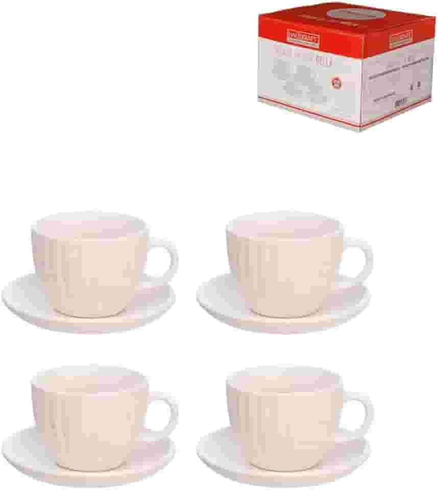 Haüskraft -Xícara para chá com Pires de Ceramica Bella Branca 210ml 4 peças