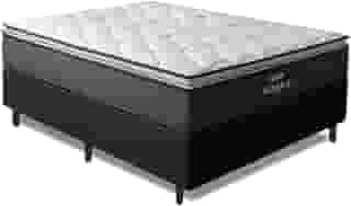 Cama Box Casal Colchão Molas Ensacadas Pillow Top Maximus 138x188x67cm Cinza/Preto Gazin - Suporta até 120Kg por Pessoa
