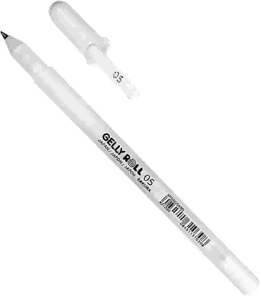 Caneta Gel Branca Gelly Roll 0.5mm Sakura Ponta Fina 05 Caneta para Pintar Livros e Desenhar