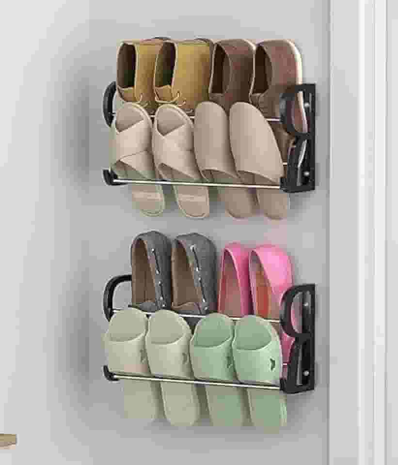 Kit com 2 Sapateiras de Parede Adesivo – Organizador Vertical Multiuso Sem Furos para Banheiro, Quarto ou Lavanderia – Suporte de Calçados Resistente e Impermeável