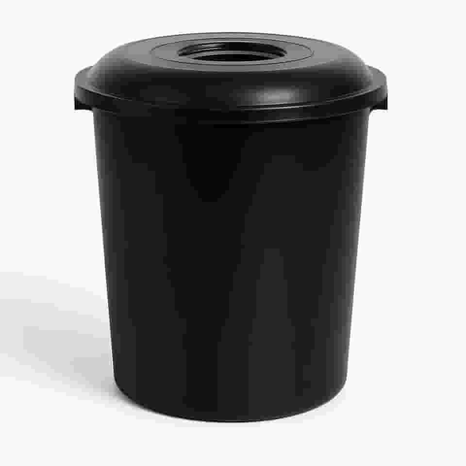 Cesto de Armazenamento Gigante e Reforçado, 100 Litros, 60 cm de Diâmetro, 70 cm de Altura, Preto