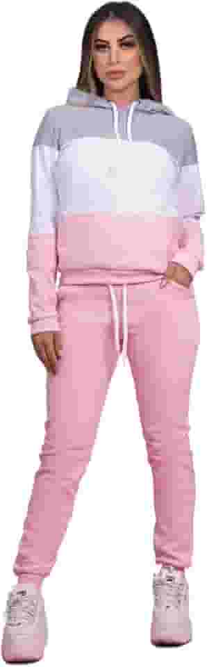 Moletom Feminino Conjunto Blusa e Calça Flanelado Inverno