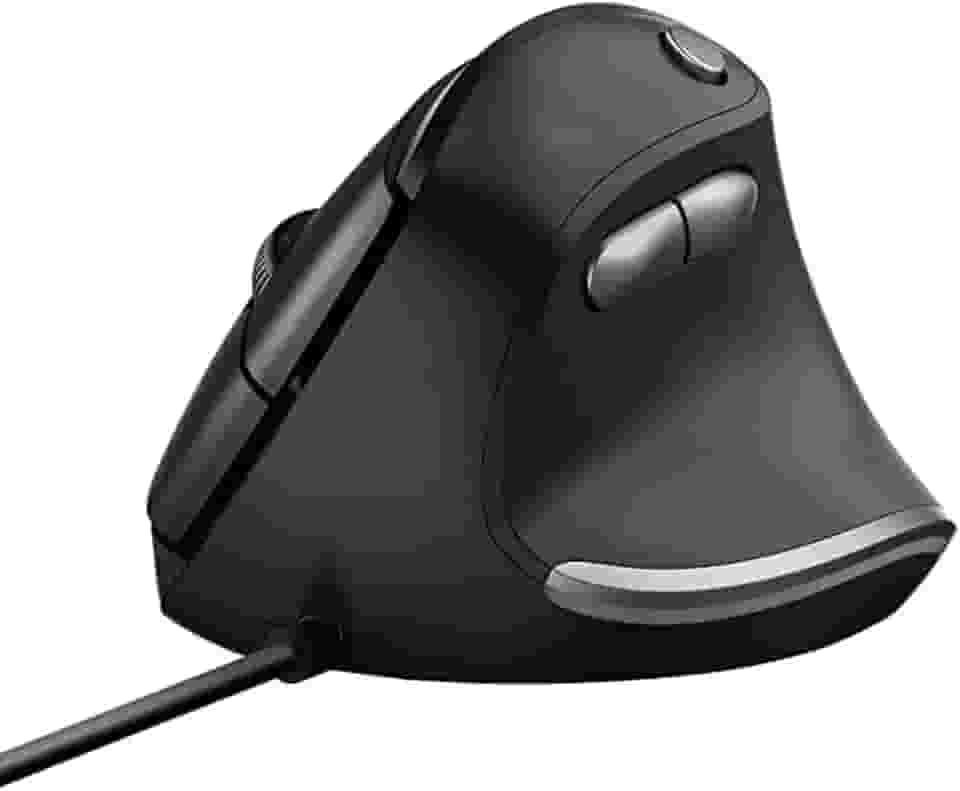 Trust Mouse vertical USB sustentável Bayo, reduz a tensão no braço e no pulso, 800-4200 DPI, 6 botões, cabo de 150 cm, mouse ergonômico com fio para Windows, PC, laptop, Mac – Preto