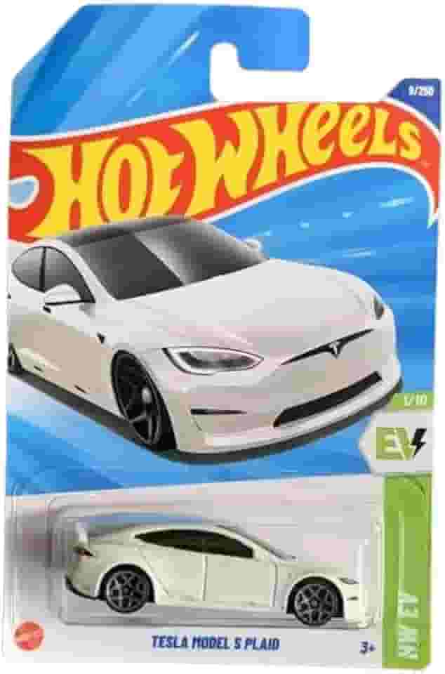 Carrinho Hot Wheels Tesla Model S Plaid [White], HW EV 1/10, 9/250, 1:64 Scale Diecast Car - HYX58