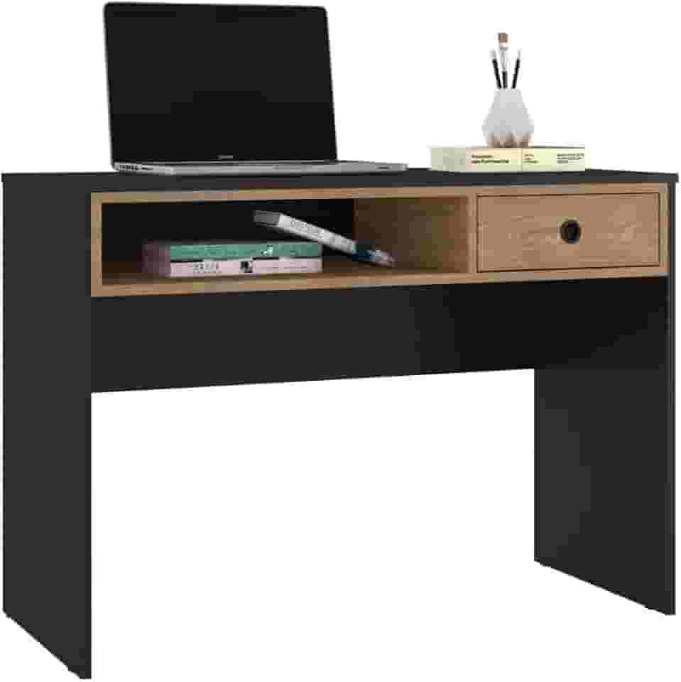 Mesinha Computador Multiuso Quarto Sala Escritorio 1 Gaveta 6033 (Preto/Nature)
