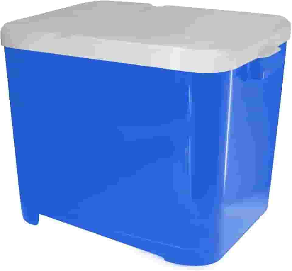 Porta Ração Pet Container 15kg Armazenamento de Ração Animal Capacidade 32,5x34x38cm - cores azul preto ou rosa (azul)