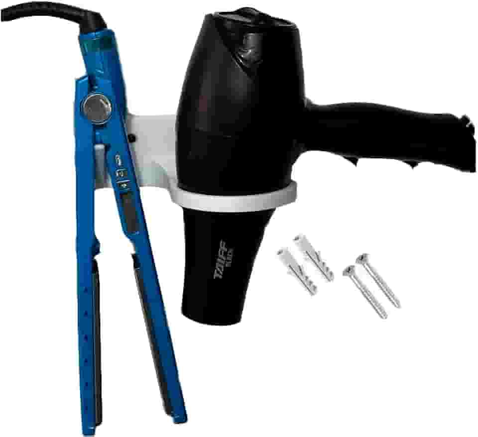 Suporte De Parede Para Secador De Cabelo e chapinha (Branco)