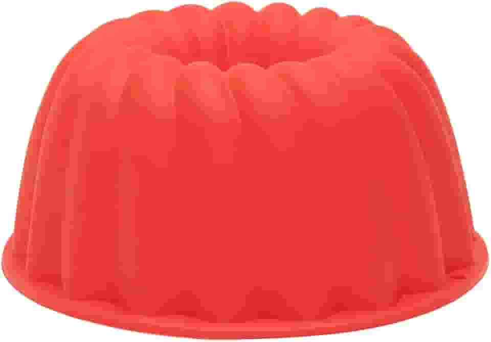 Mimo Style Forma de Silicone Vermelha de Assar Para Pudim, Pode ser Usada para Flan, Bolo, Pastas, Cremes - Antiaderente com 10cm de Diâmetro e Capacidade de 240 ml Flexivel e Resistente