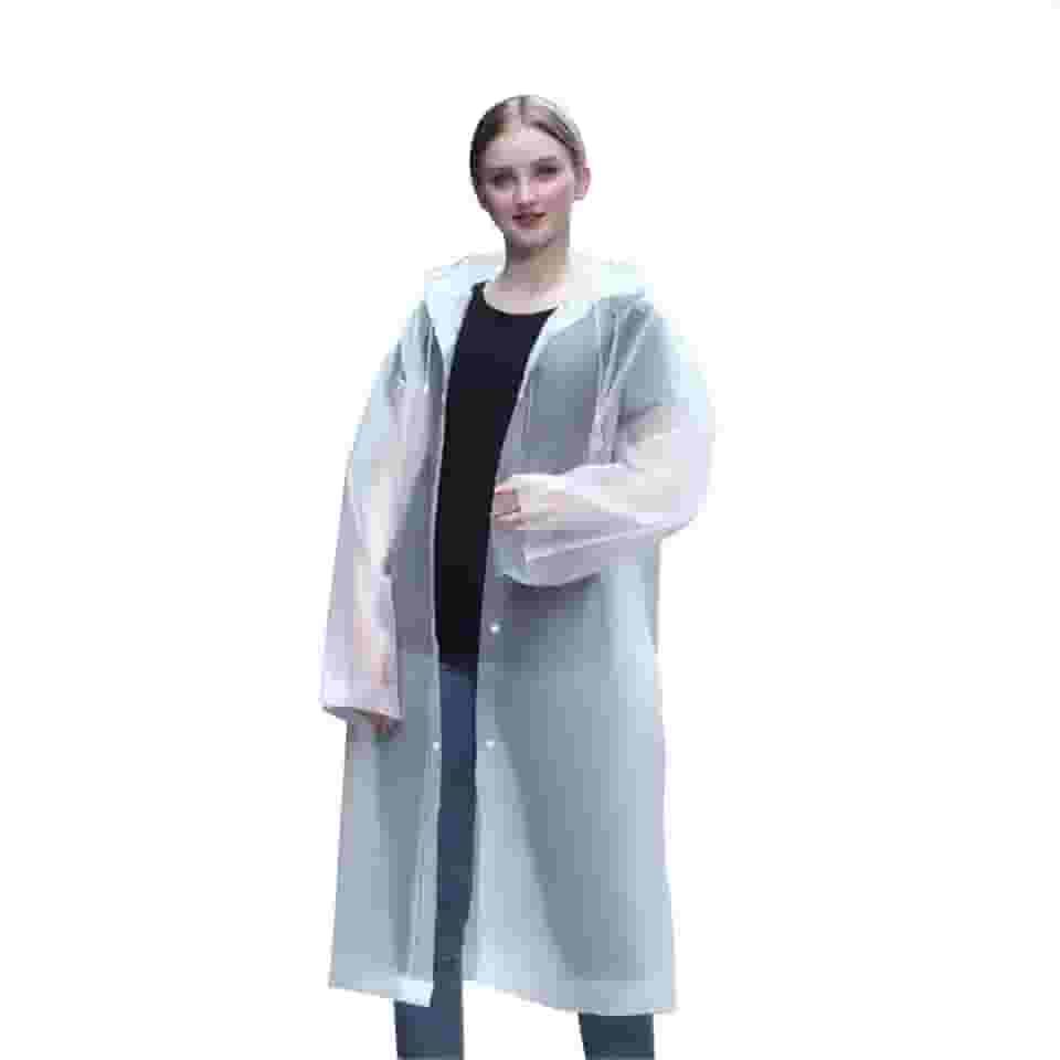 Capa de Chuva em EVA Unissex Com Capuz Ajustável Cobre Toda a Cabeça Tamanho Longo Adulto Feminino e Masculino