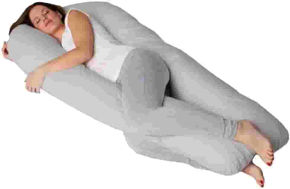 Travesseiro de corpo para Gestante Gravida 1,20x60 micropercal 200 fios (CINZA)