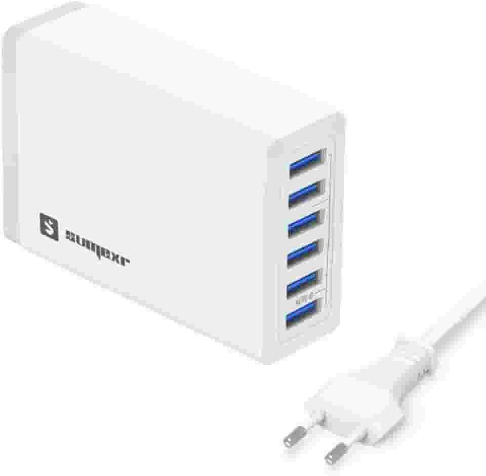 Carregador Celular Rapido 6 Portas Saidas USB Multiplo 10A modelo SX-F4 marca Sumexr (Branco)