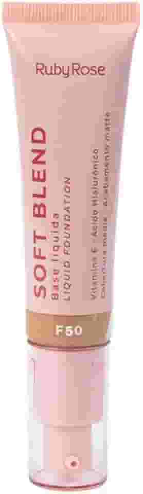 Base Líquida Soft Blend Ruby Rose Matte Média Cobertura Efeito Aveludado (F50, 30g)