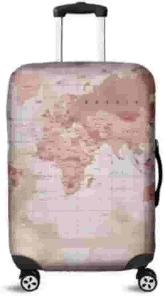 Capa Para Mala Viagem Mapa Mundi - Cor: Rosa -Protetor de Bagagem Bordo Segurança Aeroporto Internacional - Tamanho P (50 cms X 34 cms x 24 cms)