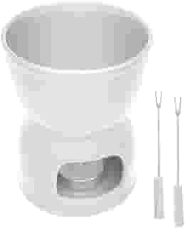 WOLFF - Aparelho de Fondue 4 Peças de Porcelana para Duas Pessoas Branco 400ml - Para Chocolate e Queijo