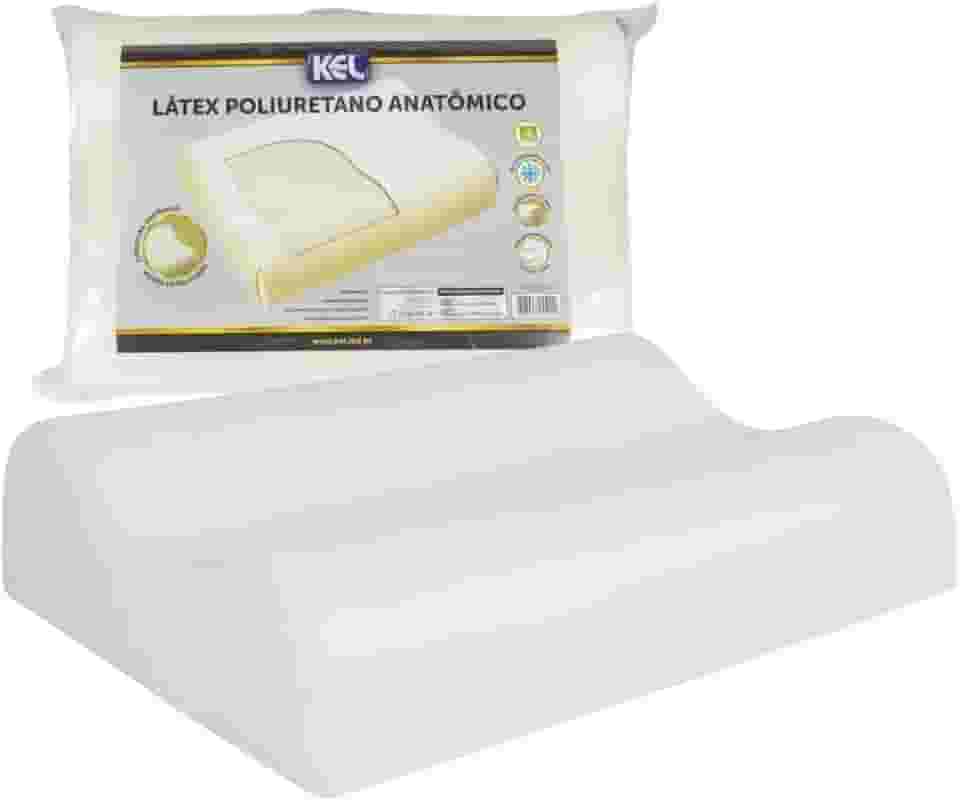 Travesseiro Anatômico Kel | Látex de Poliuretano, Antiácaro, Antialérgico, Não Esquenta, Indeformável – Alinhamento da Coluna e Alívio da Tensão