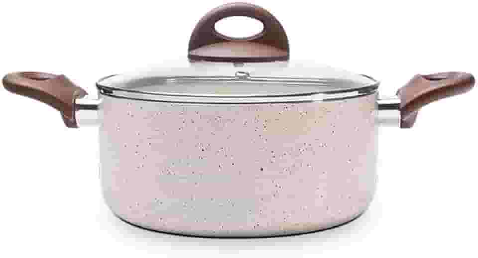 Caçarola com tampa e fundo de indução, Cerâmic Life, 4,55L, 24cm, Vanilla, Brinox