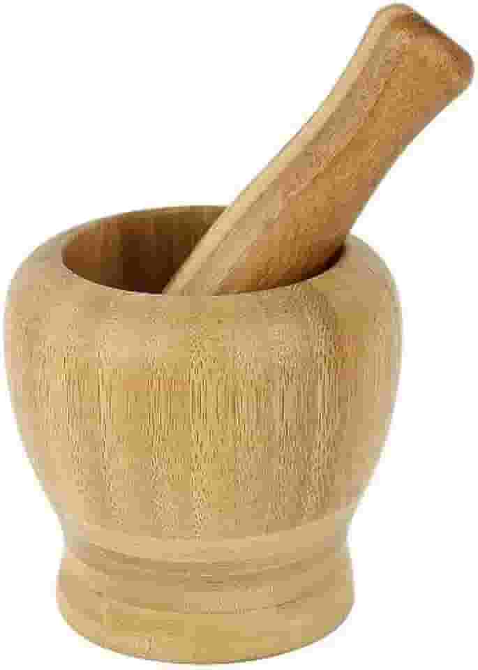 Pilão Com Socador Madeira Bambu Alho Pimenta