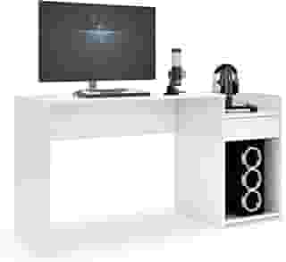 Mesa para Computador Pc Gamer Com Gaveta Nicho Escrivaninha Eros (Branco)