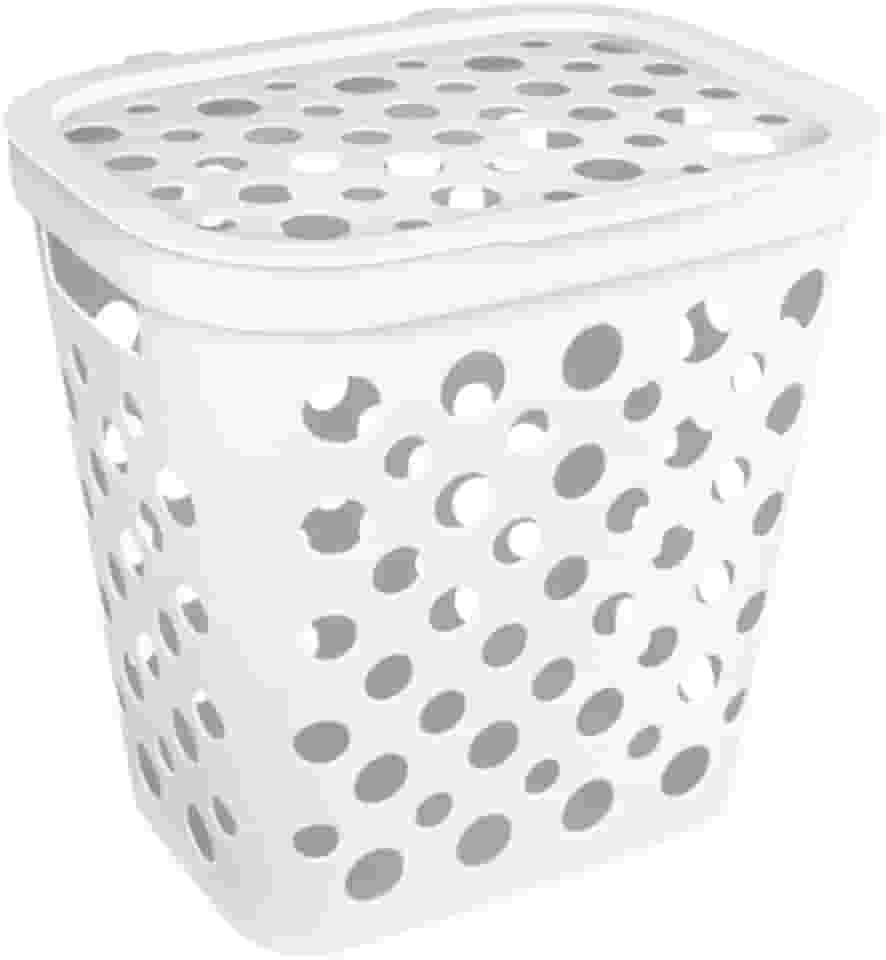 Cesto p/Roupas Usual 30L Ventilado Com Tampa Cores (Branco)