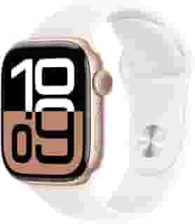Apple Watch Series 10 GPS + Cellular • Caixa ouro rosa de alumínio – 42 mm • Pulseira esportiva blush-clara – P/M