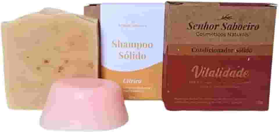Kit Shampoo e Condicionador Natural em Barra para Cabelos Oleosos - Controle da Oleosidade e Definição Capilar