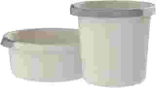 Kit Limpeza e Lavanderia com Bacia de Roupas 5 Litros e Balde d'Água 8,5 Litros com Alça Ergonômica e Bico Direcionador (Bege)