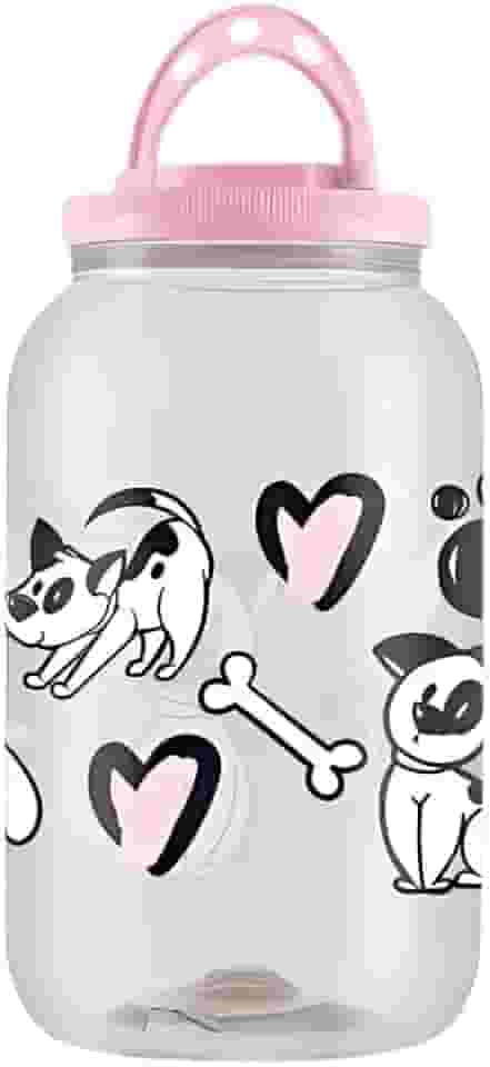 Pote Porta Ração Comedouro Cachorro Gato 3,6lt com Alça (Dog Rosa)