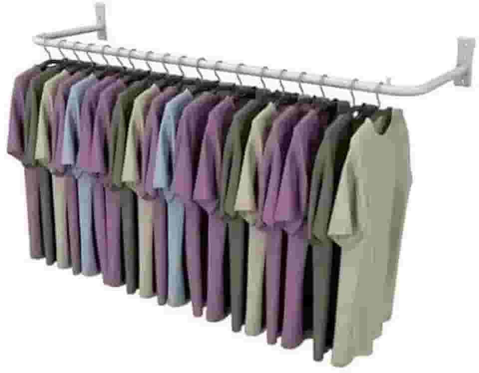 PB Cabideiro de Parede 1 Metro Branco Aço Pintado com Kit de Instalação