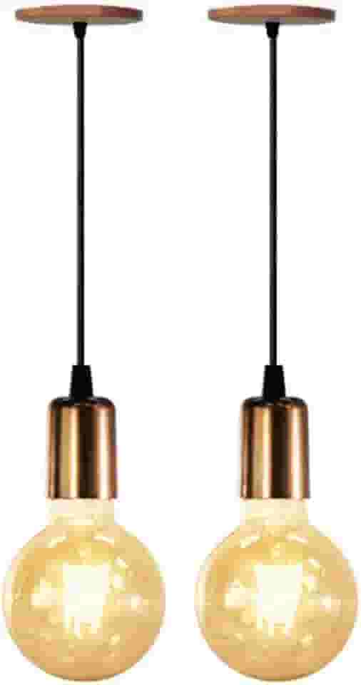 Kit 2 Pendentes Luminária Alumínio Retrô Cobre Cabo 2m 4149 Suporte Sem Lâmpada