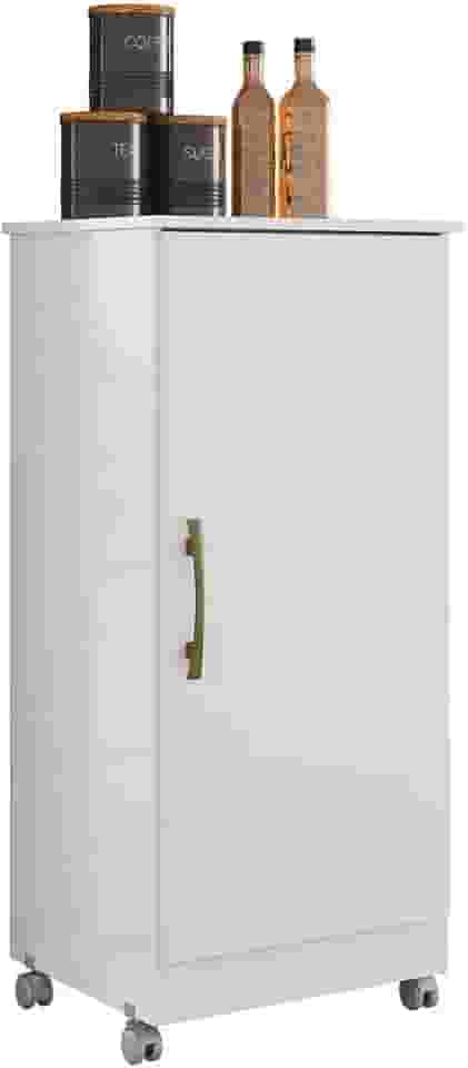 Armário Multiuso Organizador Lavanderia com Rodizio Lírio Moval Branco