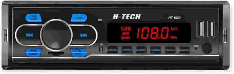 H-Tech Aparelho de som automotivo auto rádio FM HT-1023 com 2 USB, Blutooth e controle remoto