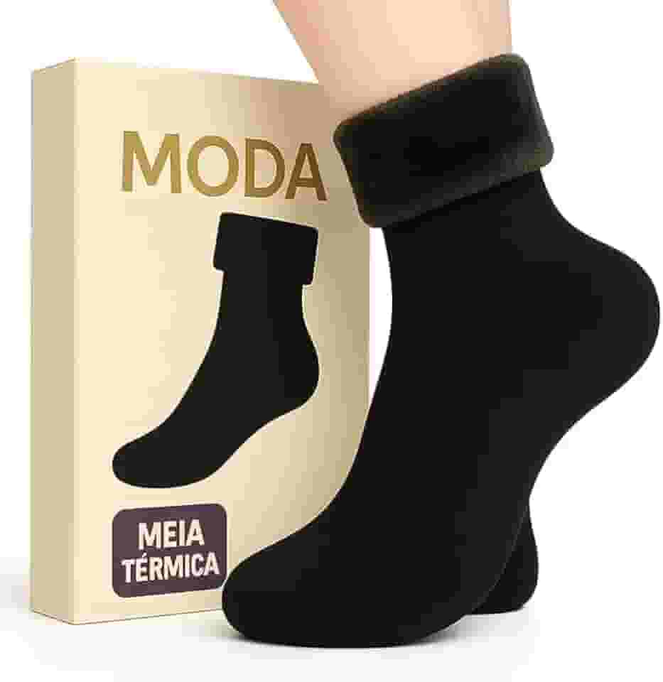 Kit 3 Pares Meia Térmica Flanelada Fleece Unissex, Meias de Inverno para Frio Intenso