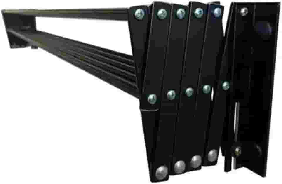 Varal de Parede Sanfonado 100 cm 10 varetas Preto Suporta Roupas de Cama (PRETO)