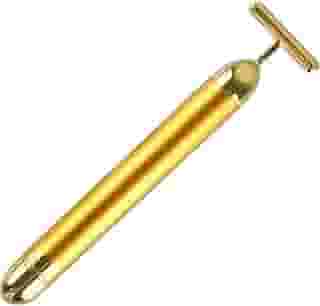 Massageador Facial Elétrico 24k Para Harmonização, Lifting, Redução de Rugas com Rolo Gold Vibrata