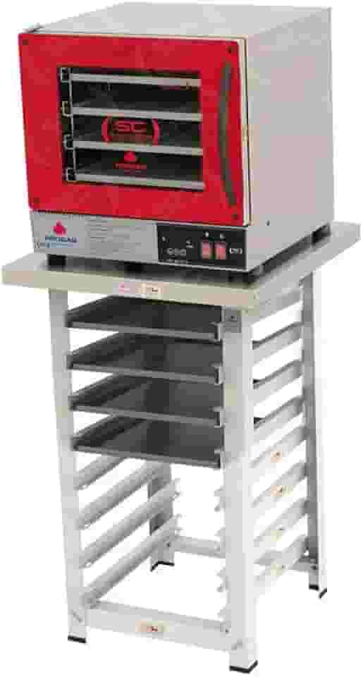 Kit - Forno Turbo Prp-004 Plus Digital 127v Vermelho + Bancada Mes-004 + 4 Assadeiras - Progás