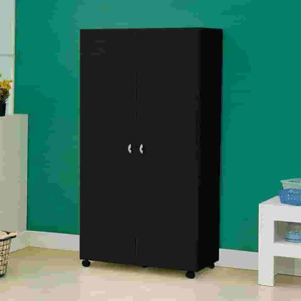 Armário Multiuso Ditália 2 Portas com Rodízios Ar-70 Preto