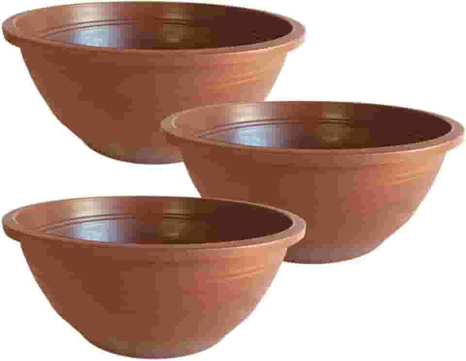 Kit 3 Vaso Cuia Bacia Primavera 4 Litros de Plástico Paisagismo Decorativo Para Plantas Como Cacto Suculenta Rosa do Deserto e Arranjo