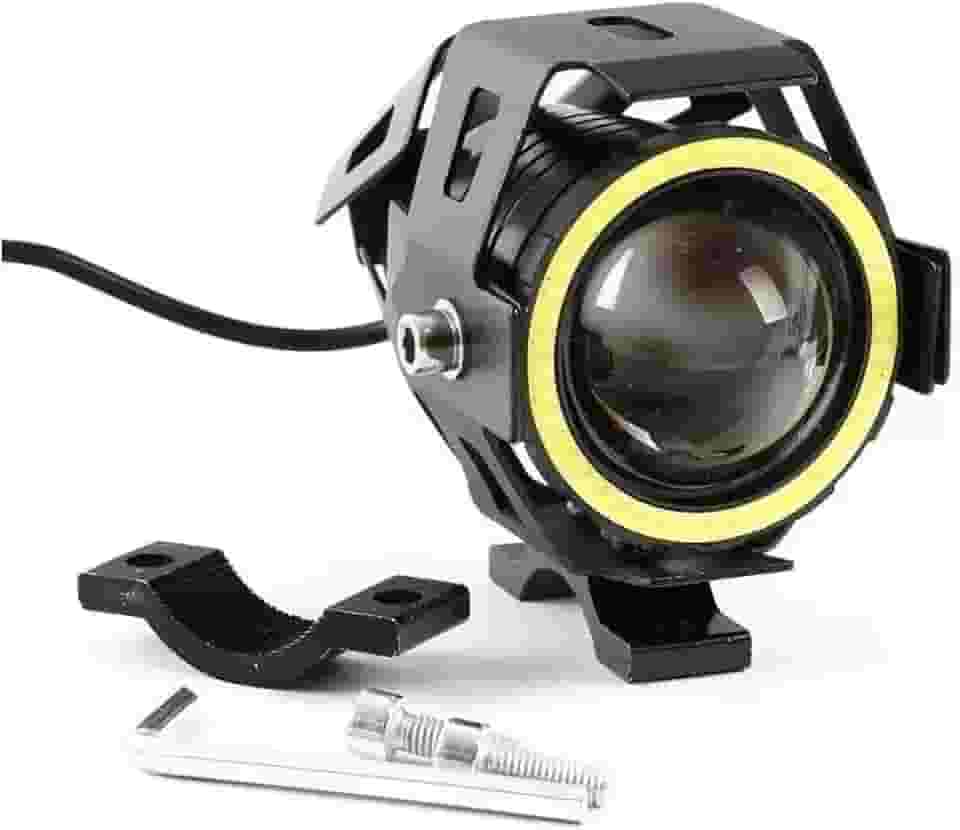 Farol De Milha Angel Eye LED U7 Luz Azul 6000K Para Motos Carros