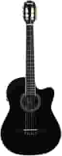 VIOLÃO CLÁSSICO ELÉTRO-ACÚSTICO LORENZZO 39' - SLIM CUTAWAY - NYLON PRETO VTLSC1954P – TONANTE
