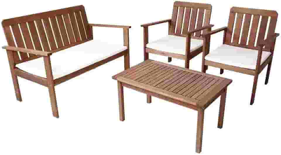 Cedro Rosa Conjunto 4 Peças Madeira Maciça Santorini