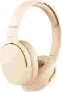 Fone de Ouvido Bluetooth 5.3 Headphone On-ear Sem Fio Fone Para Academia e Corridas, com Cancelamento de Ruído Dobrável com microfone Integrado PREMIUM (Bege)